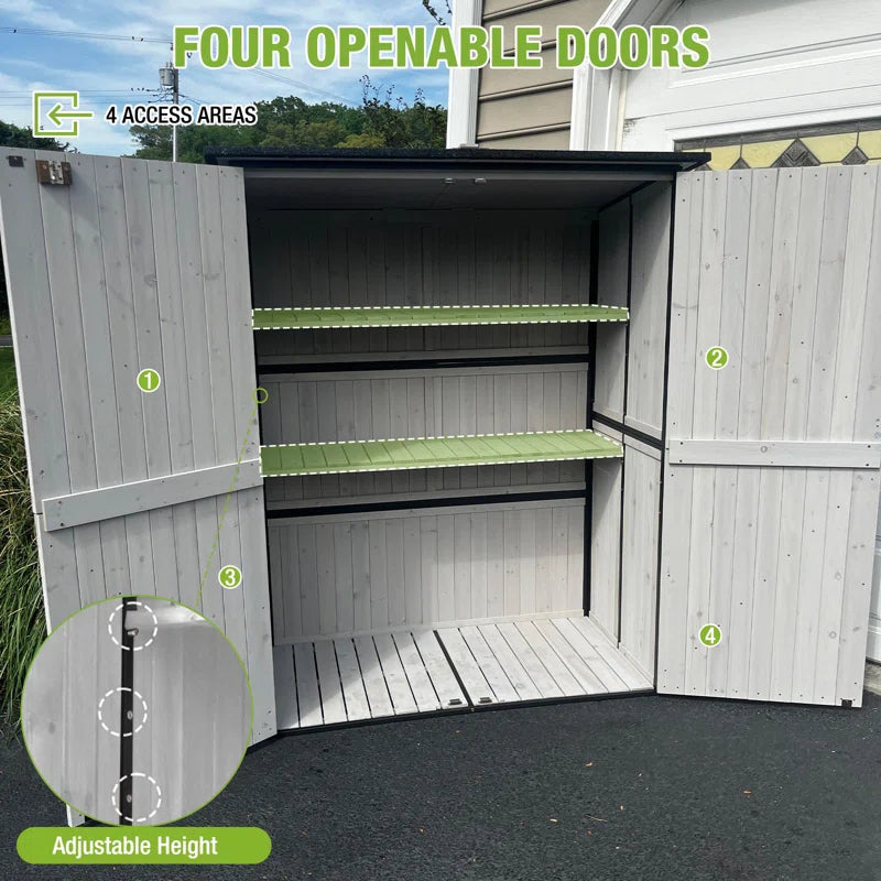 Outdoor Storage Shed with Metal Frame,Large Wooden Tool Cabinet with Adjustable Shelfs, House Garden Shed for Backyard Garden Patio Lawn