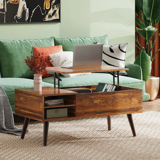 Aravis Lift Top Coffee Table with Storage for Living Room,With Adjustable Shelf, Wood