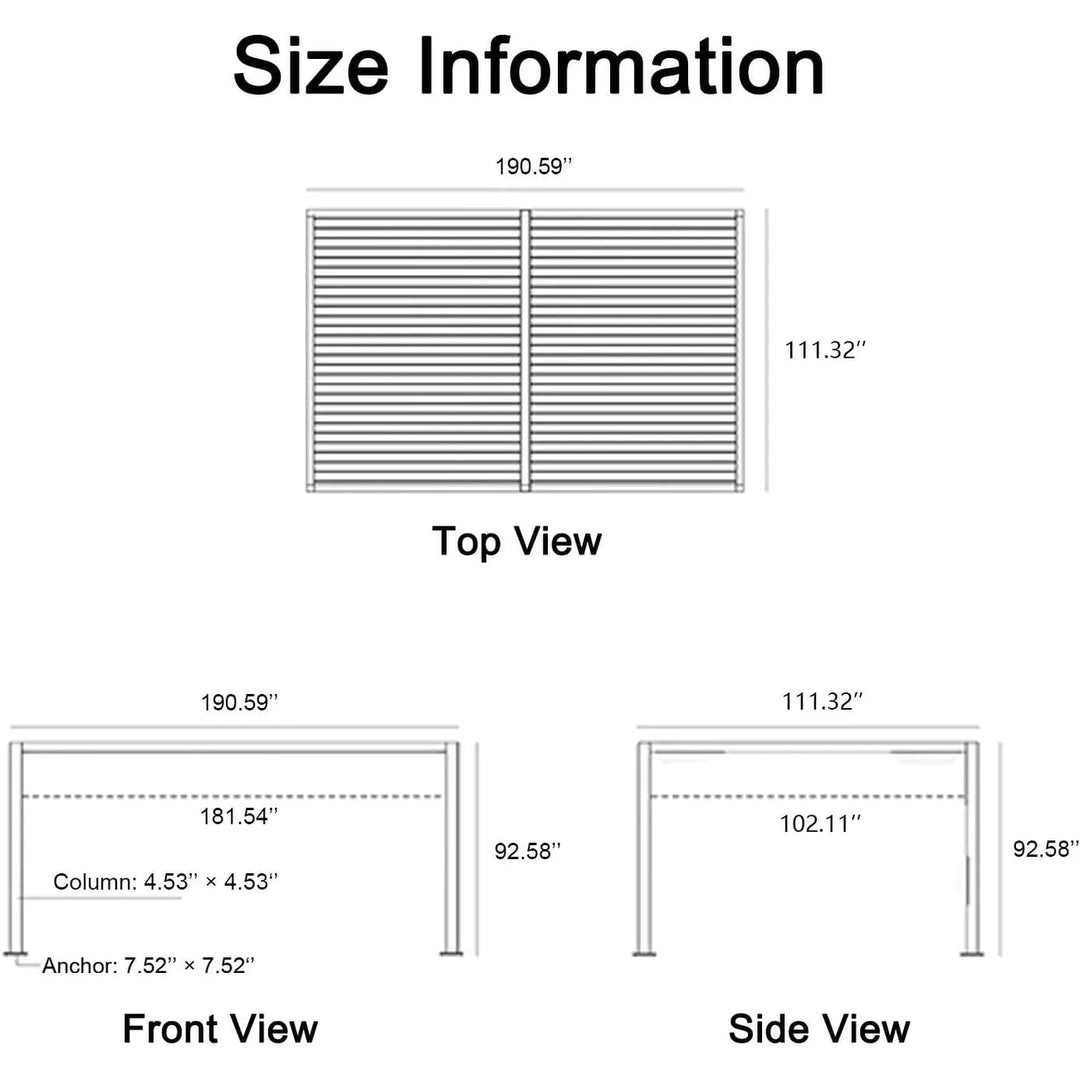 Bronze Louvered Pergola Sun Shade Shelter with Adjustable Metal Roof for Patio Hardtop Pergola