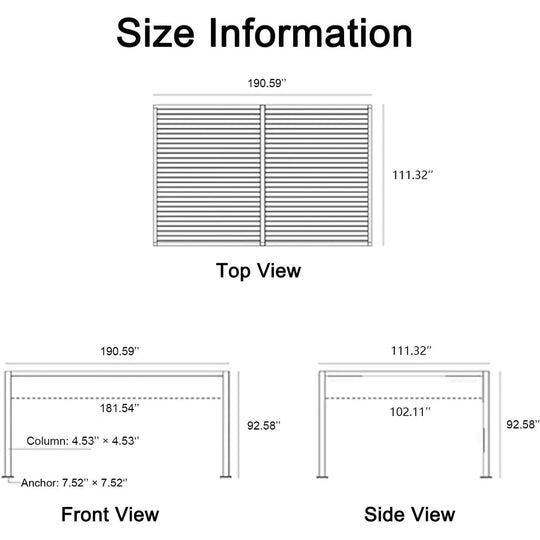 Bronze Louvered Pergola Sun Shade Shelter with Adjustable Metal Roof for Patio Hardtop Pergola
