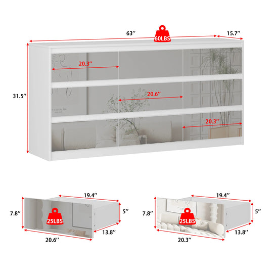 63"W 9 Drawer Dresser Accent Dresser for Living Room Bedroom Chest