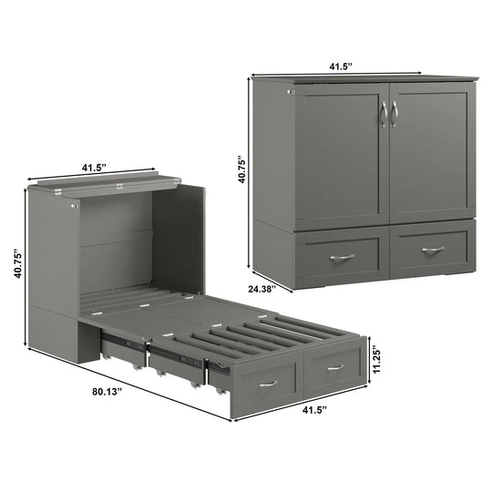 Hamilton Murphy Bed Chest with Mattress and Storage Drawer