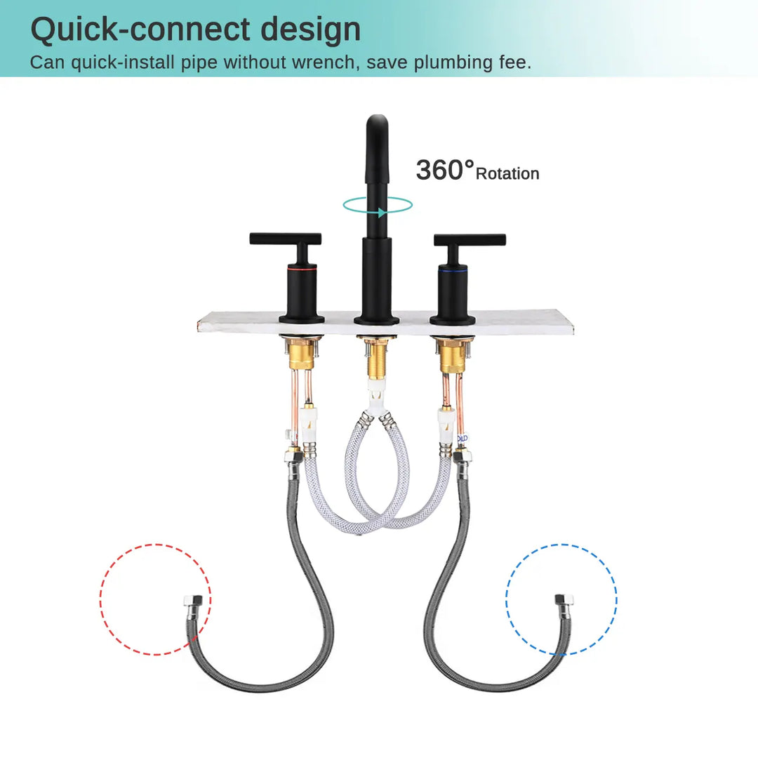 8 Inch Luxury Widespread Bathroom Sink Faucet with Pop-Up Drain