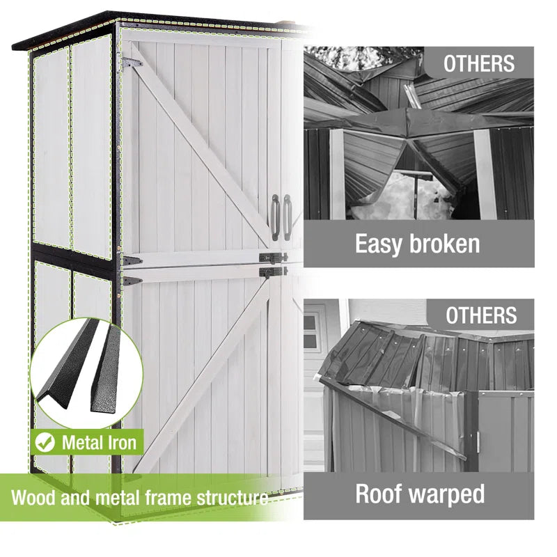 Outdoor Storage Shed with Metal Frame,Large Wooden Tool Cabinet with Adjustable Shelfs, House Garden Shed for Backyard Garden Patio Lawn