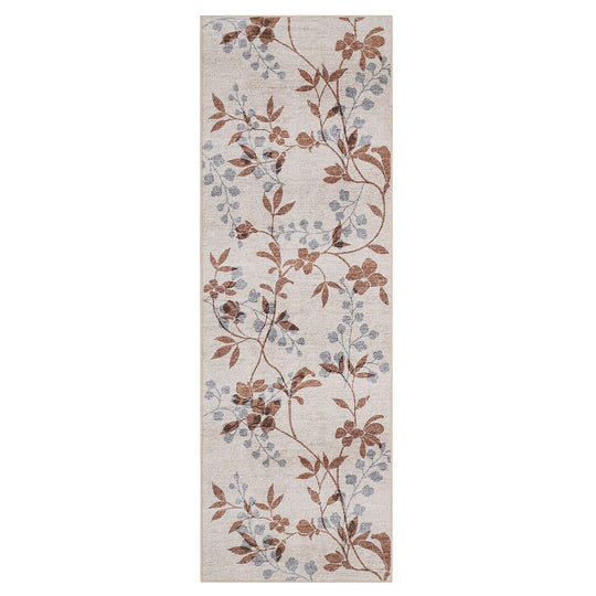 Modern Leaves Pattern Area Rug Botanical Print Washable Rugs for Living Room Bedroom Non-Slip Low Pile Floor Carpet