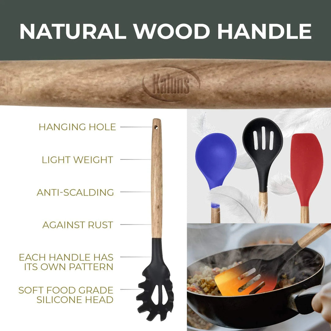 Kitchen Utensils Set, 21 Wood and Silicone Cooking Utensils