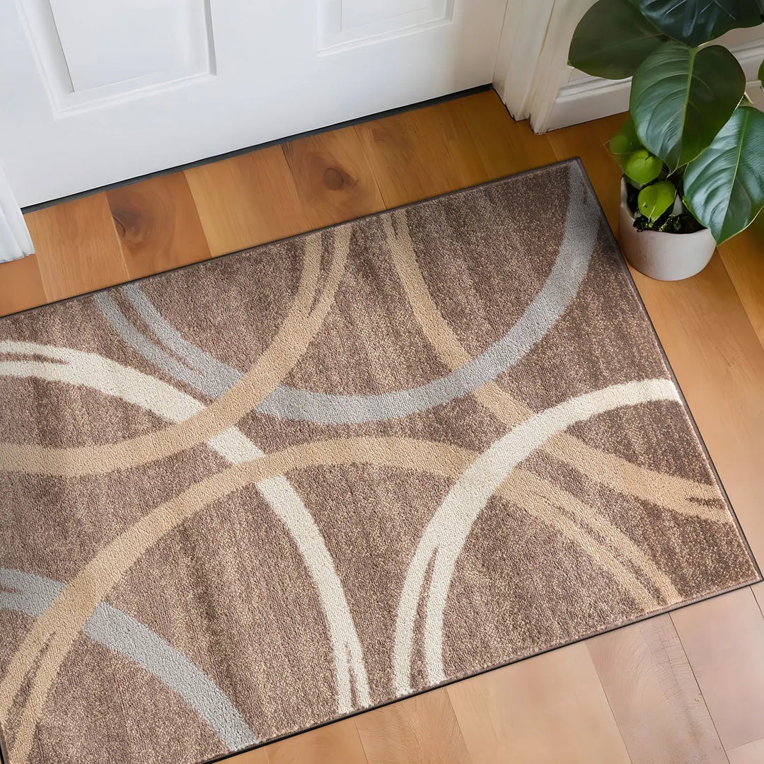 Contemporary Abstract Circles Design Area Rug