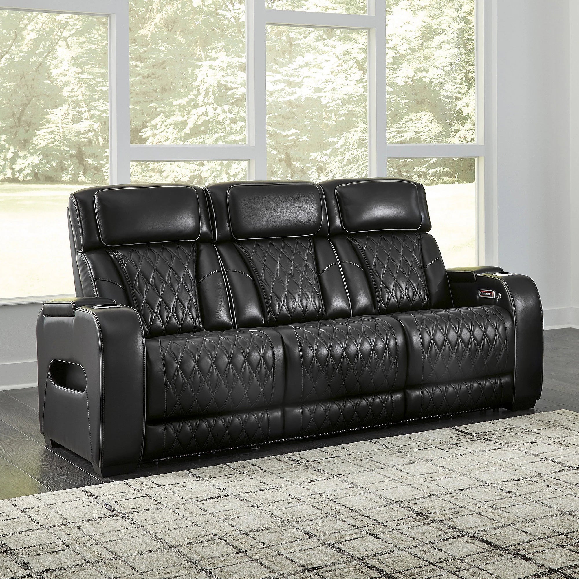 Boyington Black Power Reclining Sofa - 86"W X 38"D X 44"H