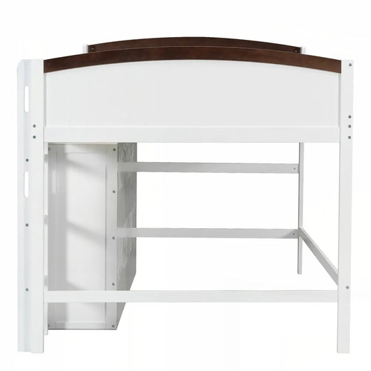 Loft Bed with Storage Cabinet and LED