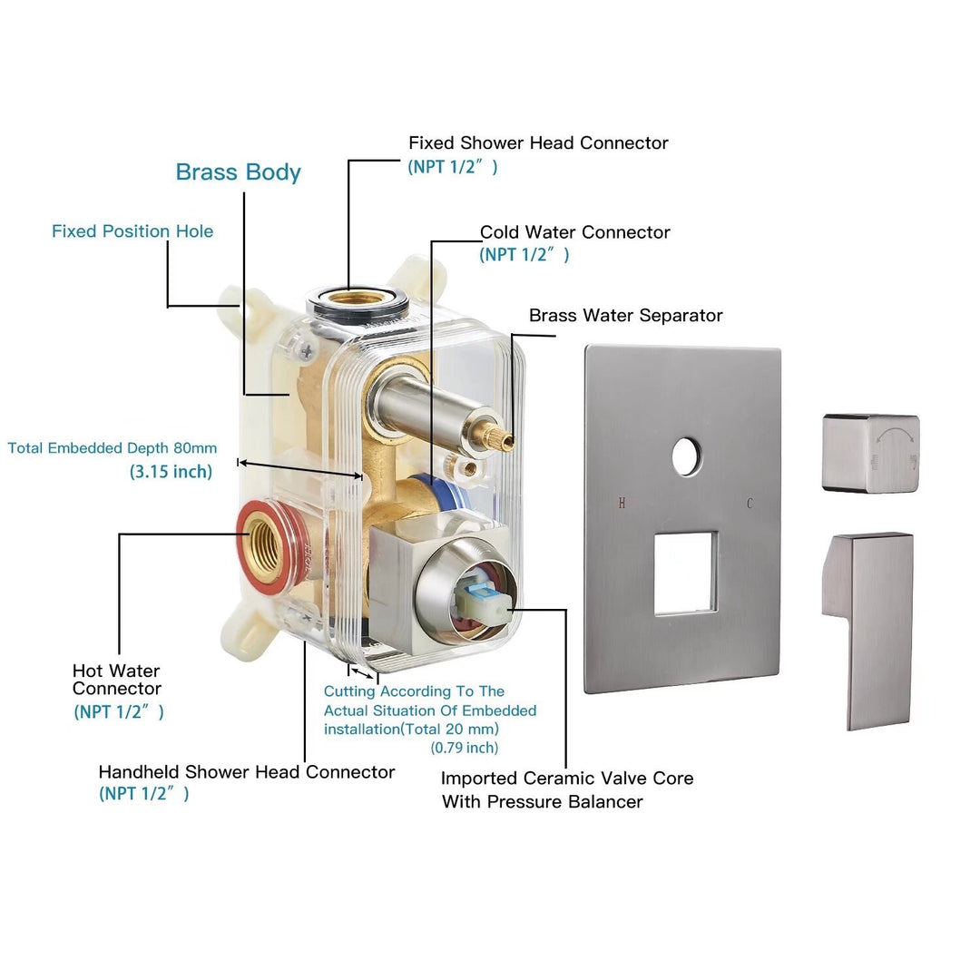 Rain Shower Faucet System Head Oil Rubbed Bronze with 10 Inch