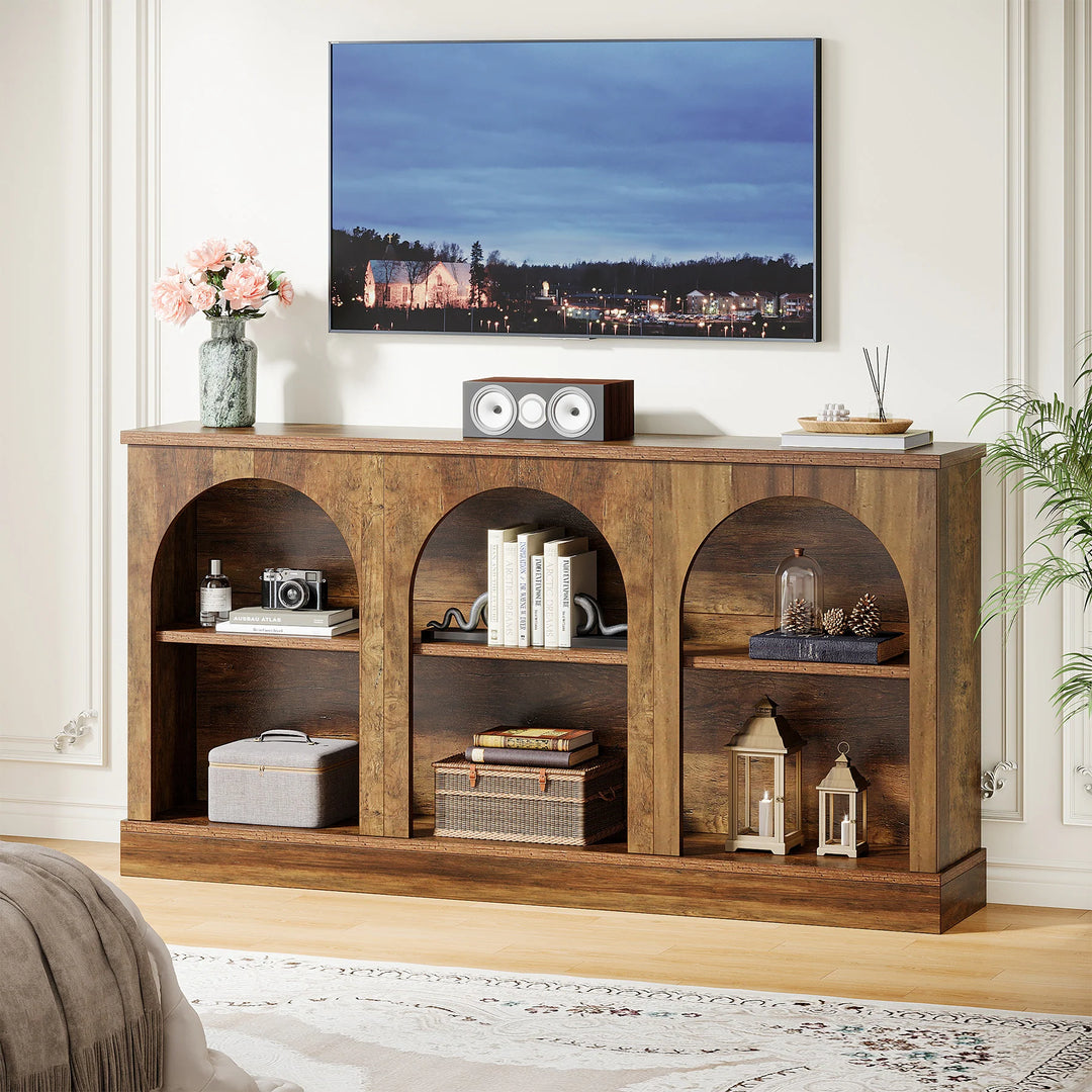 Farmhouse TV Stand for Tvs up to 65 Inches, Farmhouse Entertainment Center with Storage