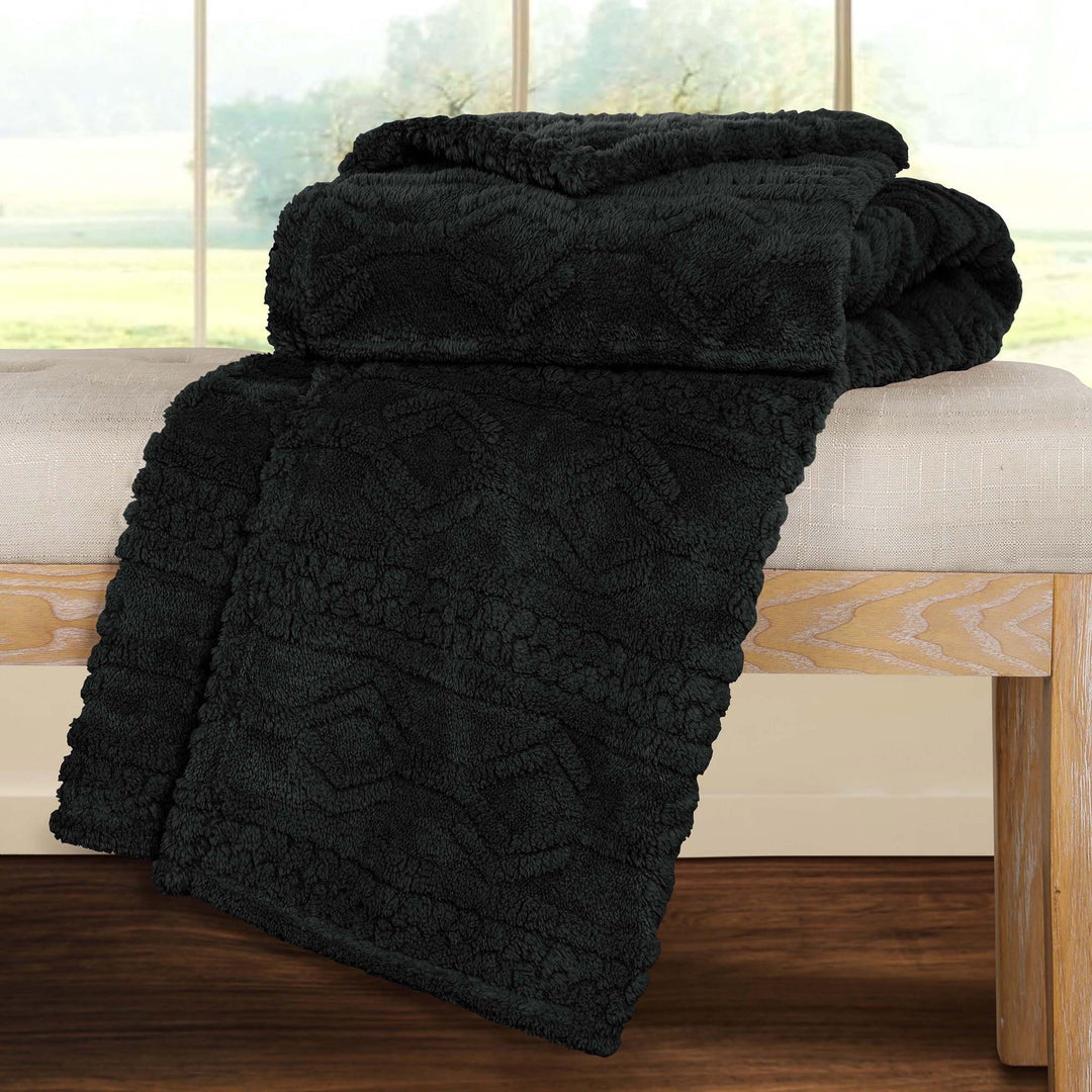 Arctic Boho Jacquard Plush Fluffy Fleece Blanket