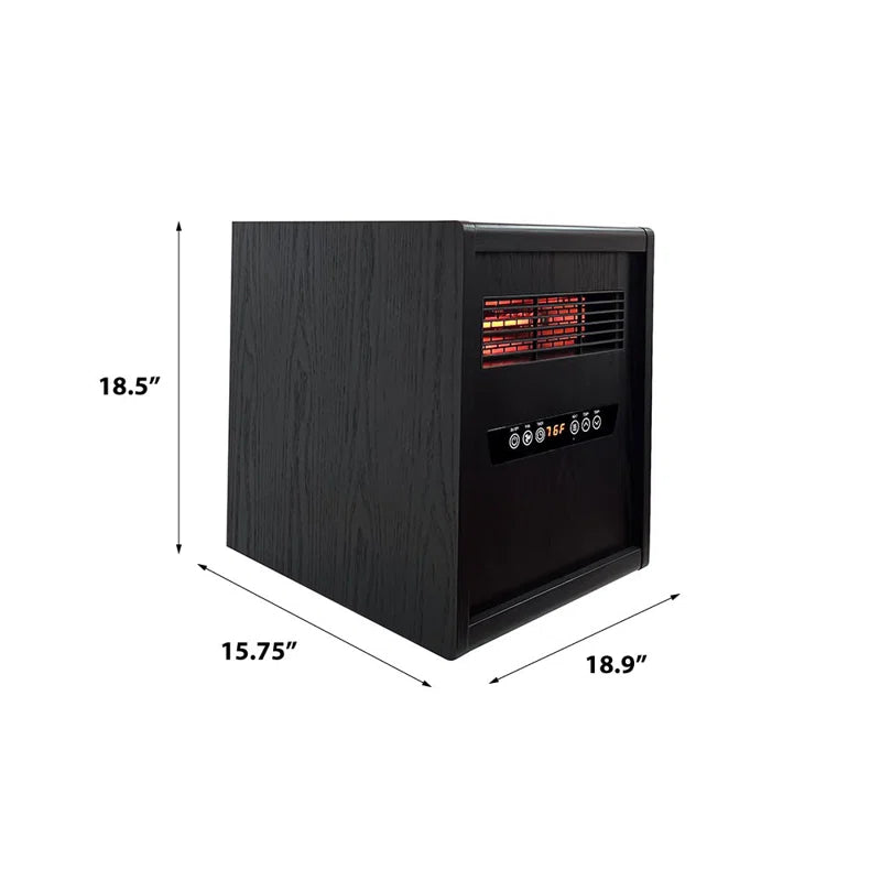 Portable Rolling Infrared Space Heater with LED Touchscreen W/ Remote, Light Oak Wood