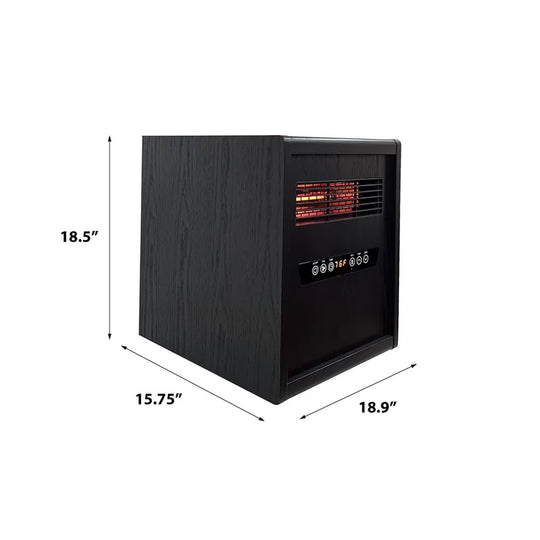 Portable Rolling Infrared Space Heater with LED Touchscreen W/ Remote, Light Oak Wood