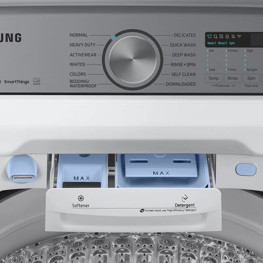 5.2 Cu. Ft. Large Capacity Top Load Smart Washer and 7.4 Cu. Ft. Smart Electric Dryer with Steam Sanitize+