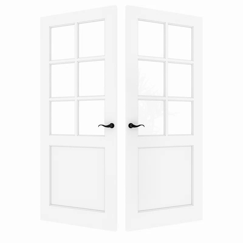 Interior Transparent Glass Doors Solid Wood French Door with Hardware Kit Jamb