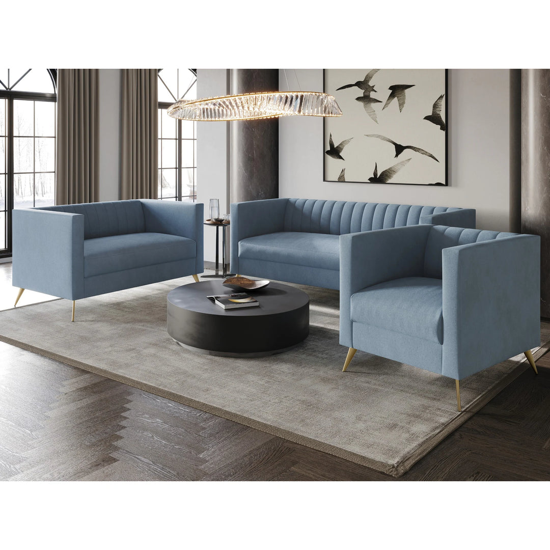 Clayfell Weiss Velvet Square Arm Chair/ Loveseat/ Sofa