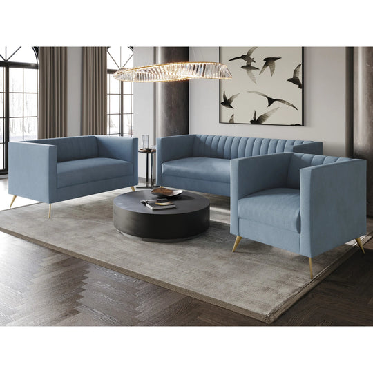 Clayfell Weiss Velvet Square Arm Chair/ Loveseat/ Sofa