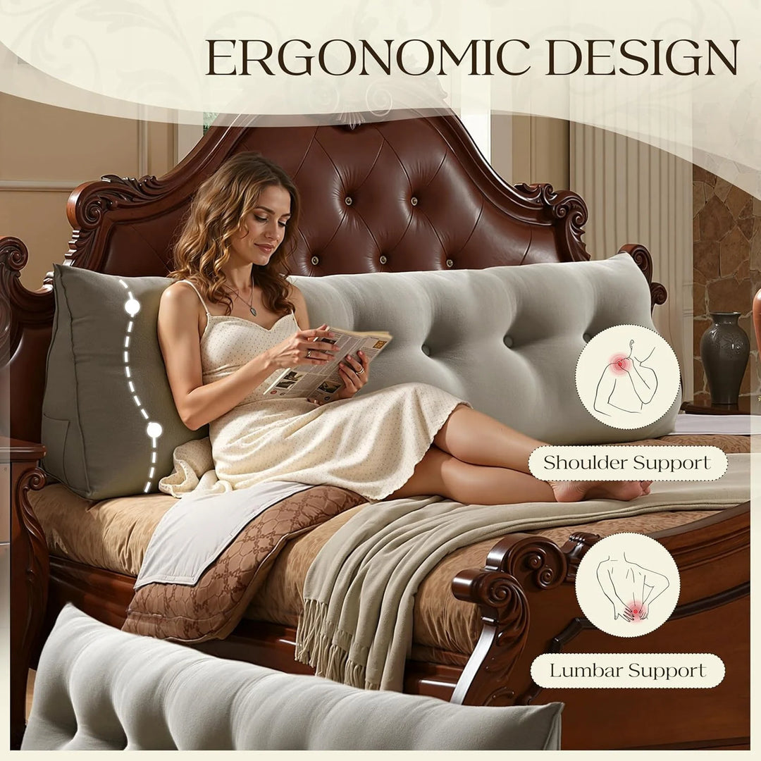 Bed Rest Wedge Reading Pillow Headboard Back Support Cushion