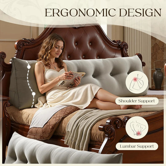Bed Rest Wedge Reading Pillow Headboard Back Support Cushion