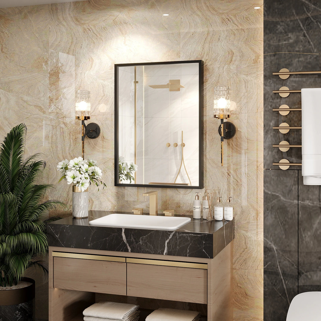 Modern Metal Framed French Cleat Mounted Wall Bathroom Vanity Mirror