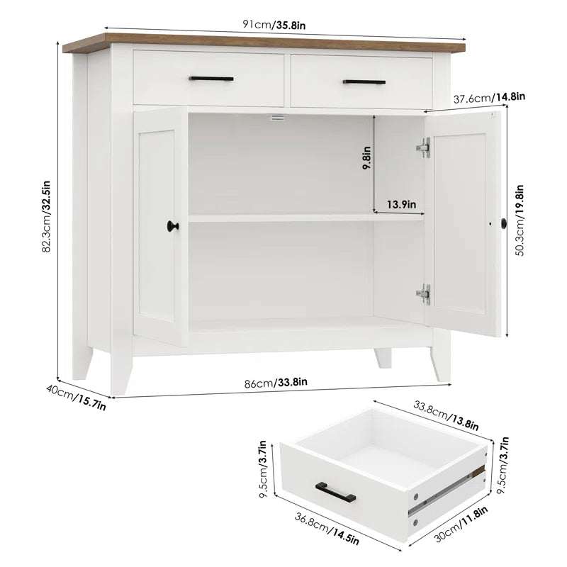 Ailynn Wood Accent Cabinets with 2 Drawers & 2 Doors