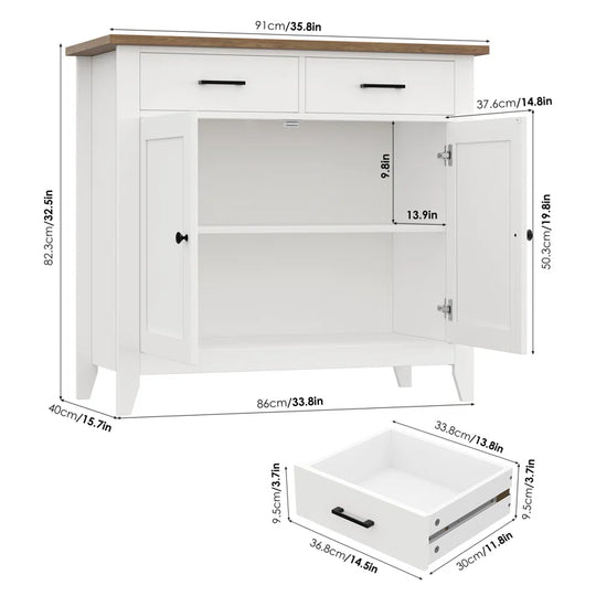 Ailynn Wood Accent Cabinets with 2 Drawers & 2 Doors