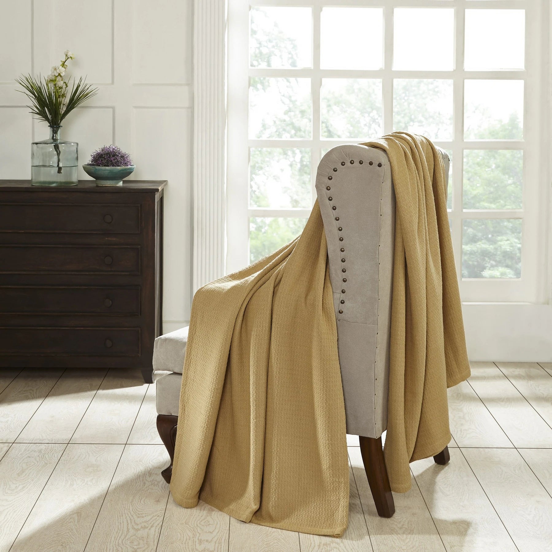 Waffle Weave Honeycomb Knit Soft Cotton Blanket