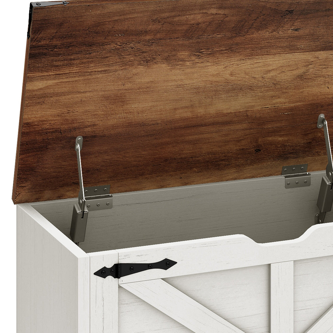 Farmhouse Shoe Storage Bench and Shoe Cabinet with Flip Drawer & Flip-Top Storage