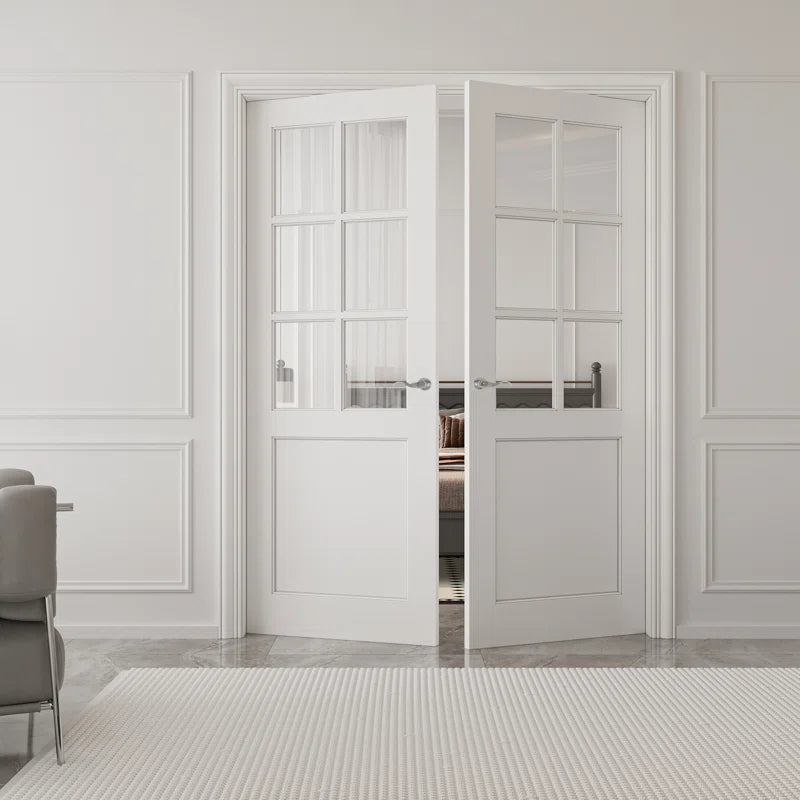 Interior Transparent Glass Doors Solid Wood French Door with Hardware Kit Jamb