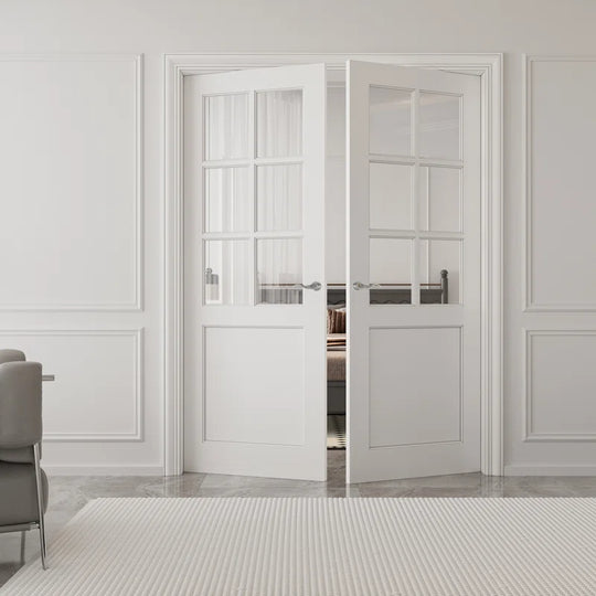 Interior Transparent Glass Doors Solid Wood French Door with Hardware Kit Jamb