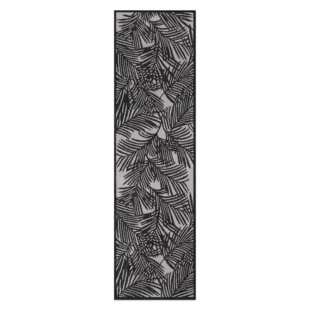 Contemporary Palm Leaf Textured Flat Weave Indoor/Outdoor Area Rug