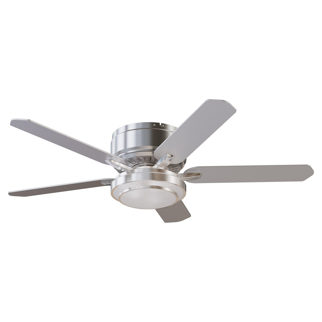 Vaczon 52" Brushed Nickel 5-Blade Modern Flush Mount Smart Ceiling Fan with Light and App