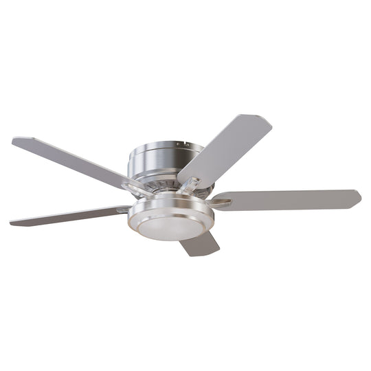 Vaczon 52" Brushed Nickel 5-Blade Modern Flush Mount Smart Ceiling Fan with Light and App