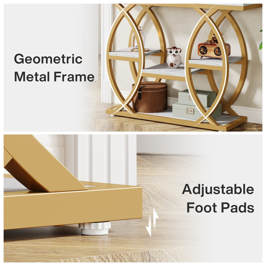 39.4" Console Table, 4-Tier Sofa Table Entryway Table for Small Spaces