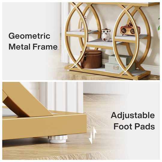 39.4" Console Table, 4-Tier Sofa Table Entryway Table for Small Spaces