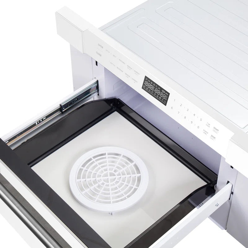 Espresso Capoliveri 30" Microwave Drawer in White, 1.2 Cu.Ft., 1000 Watt, Antique Brass Handle