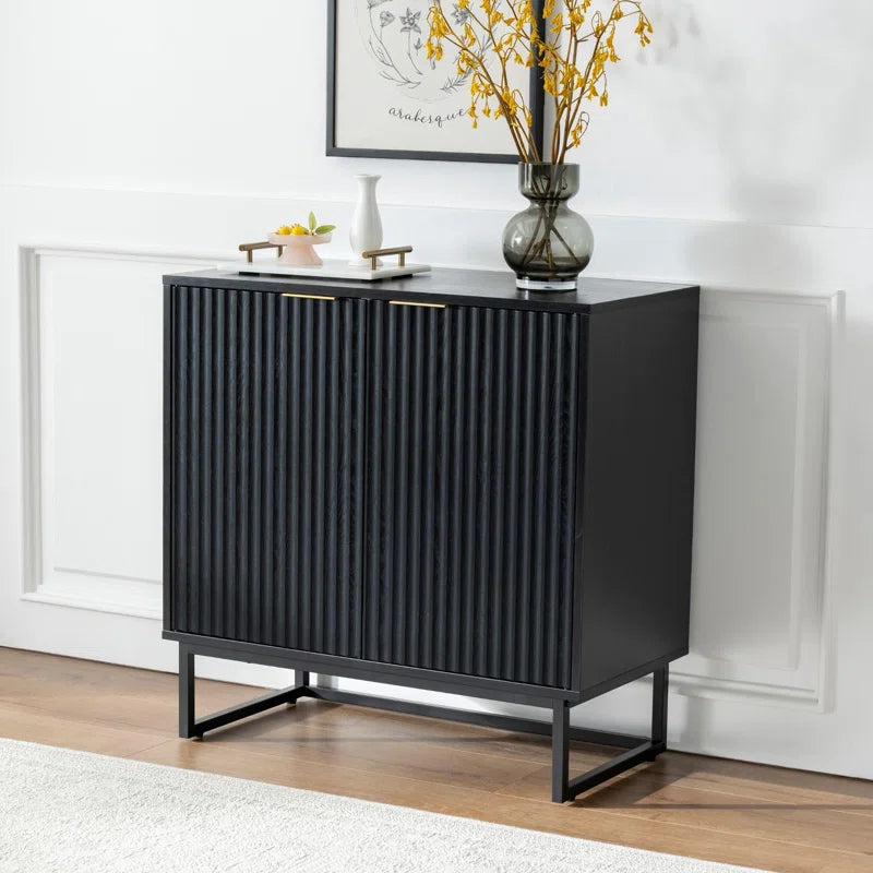 Neketa Wood Accent Cabinet with Metal Base