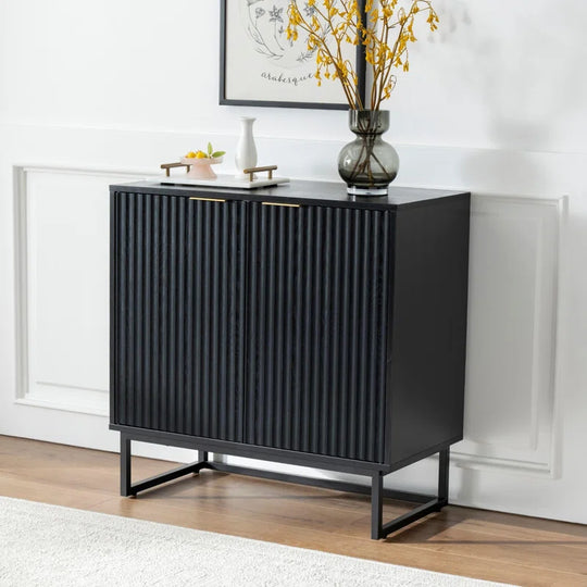 Neketa Wood Accent Cabinet with Metal Base