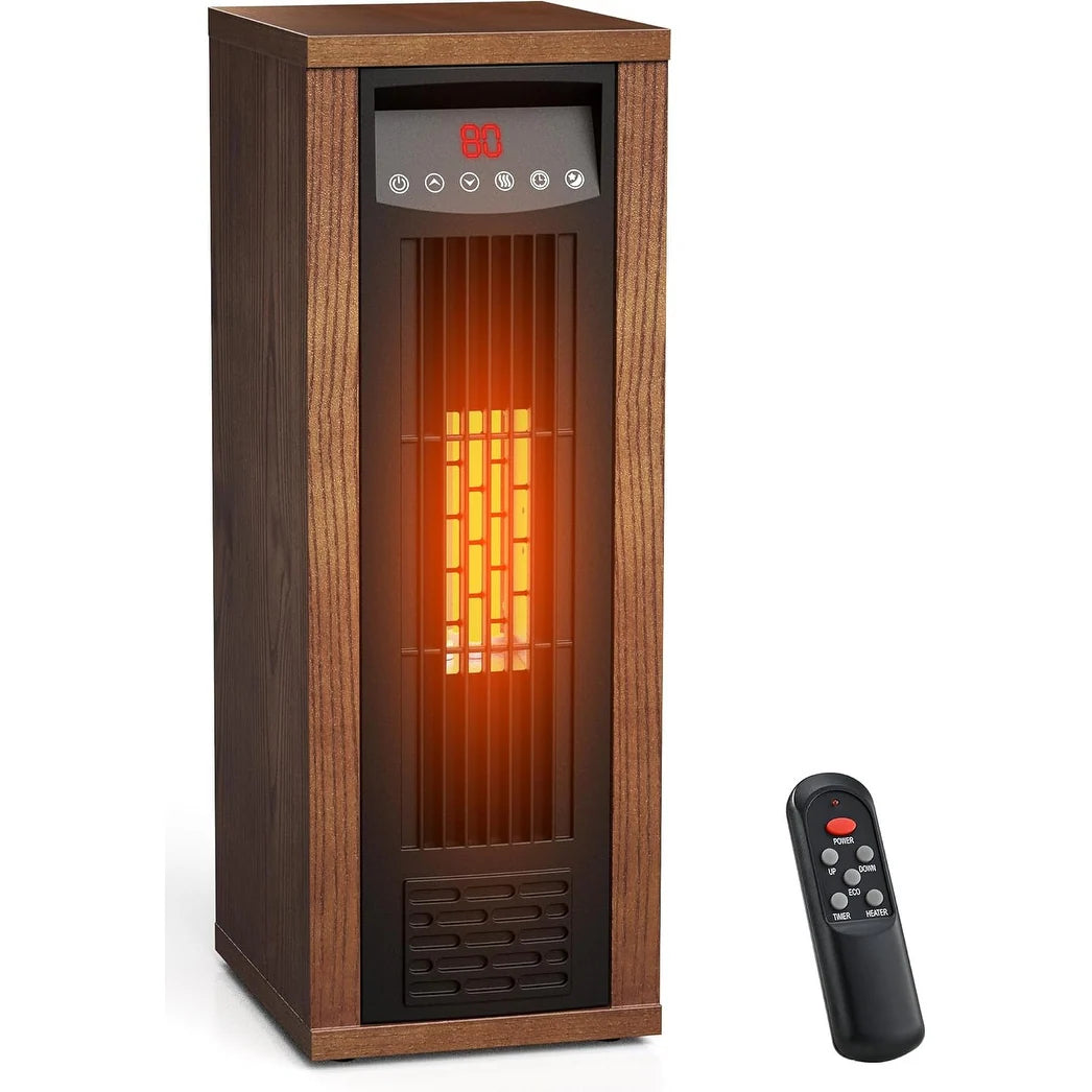 1500-Watt Indoor Wood Electric Infrared Portable Space Heater with Remote Control and Thermostat