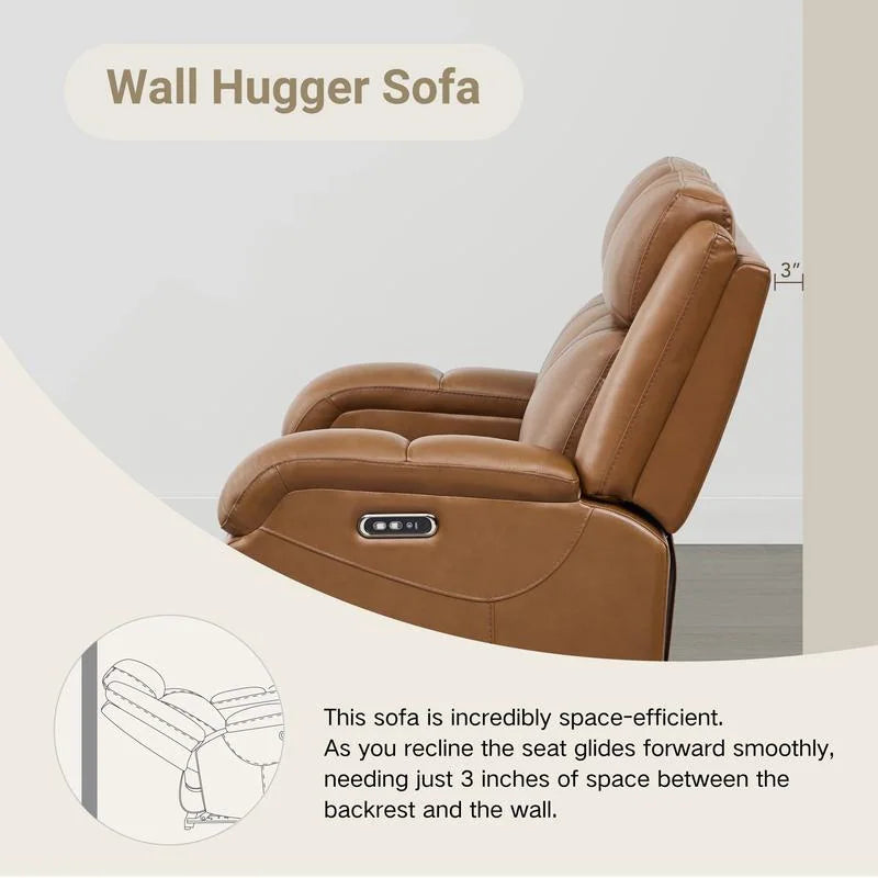 Hadlee Genuine Leather Reclining Sofa with Multi-Function Console.