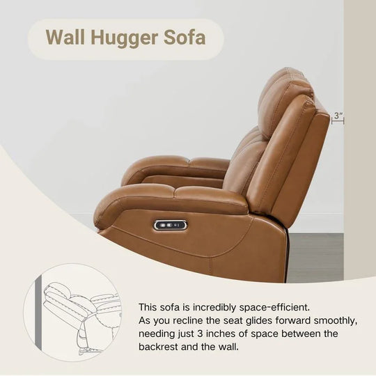Hadlee Genuine Leather Reclining Sofa with Multi-Function Console.