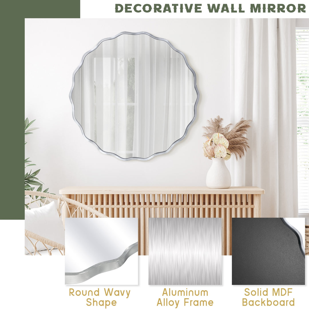 Aluminum Alloy Framed Wavy round Wall Mirror