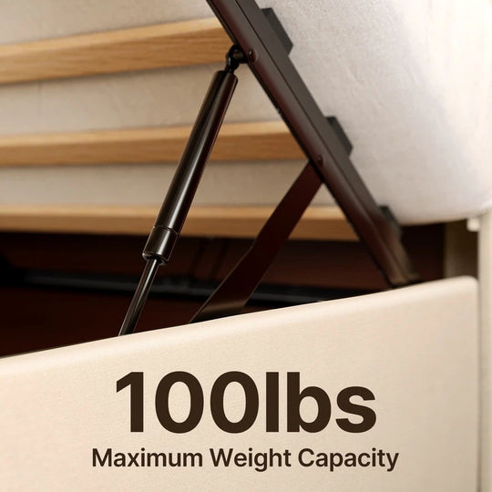 Lift up Storage Bed Frame, Upholstered Platform Bed Frame with Hydraulic Storage System and Headboard