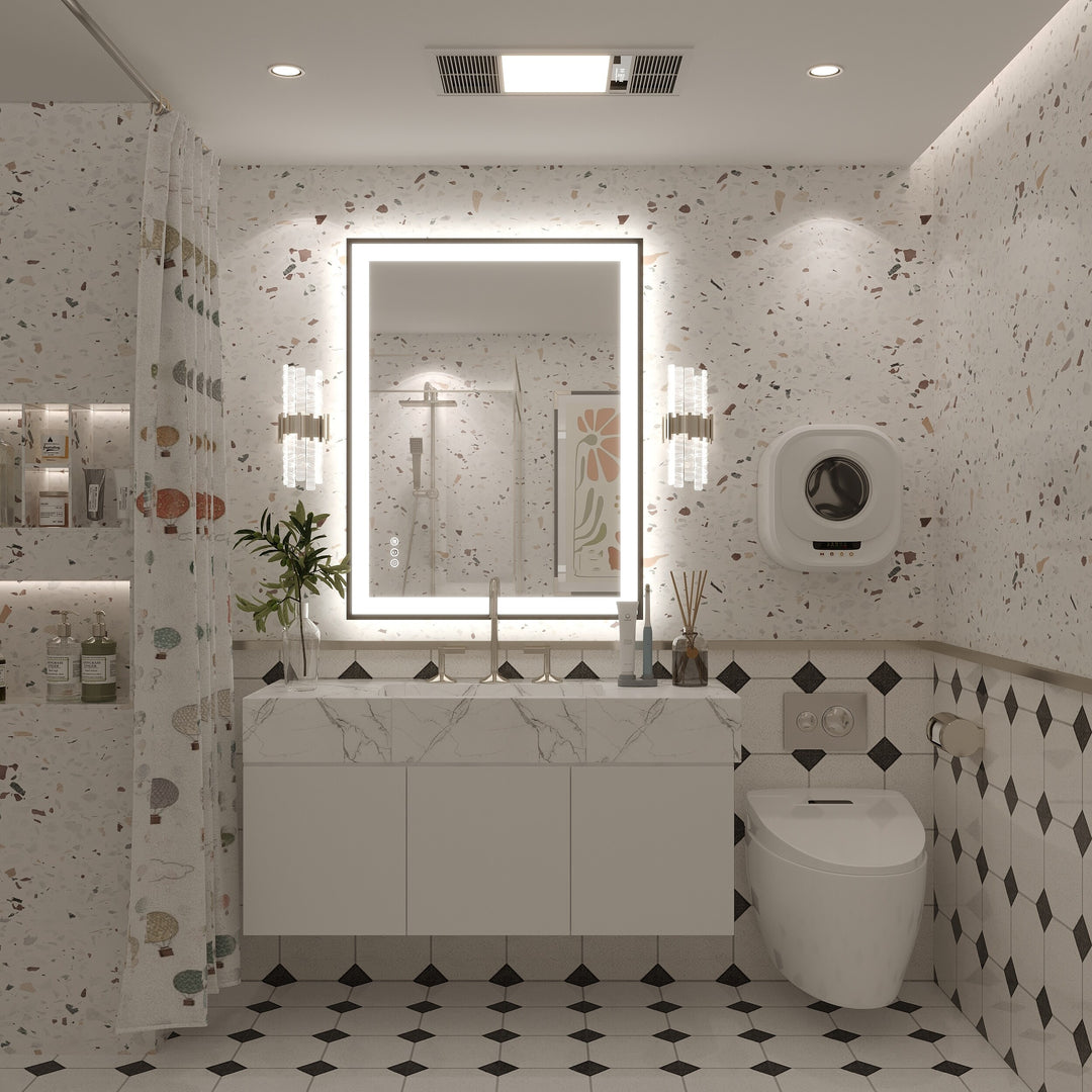 Extra Large Black Frame LED Bathroom Vanity Mirror with 3 Years Warranty and UL Certified