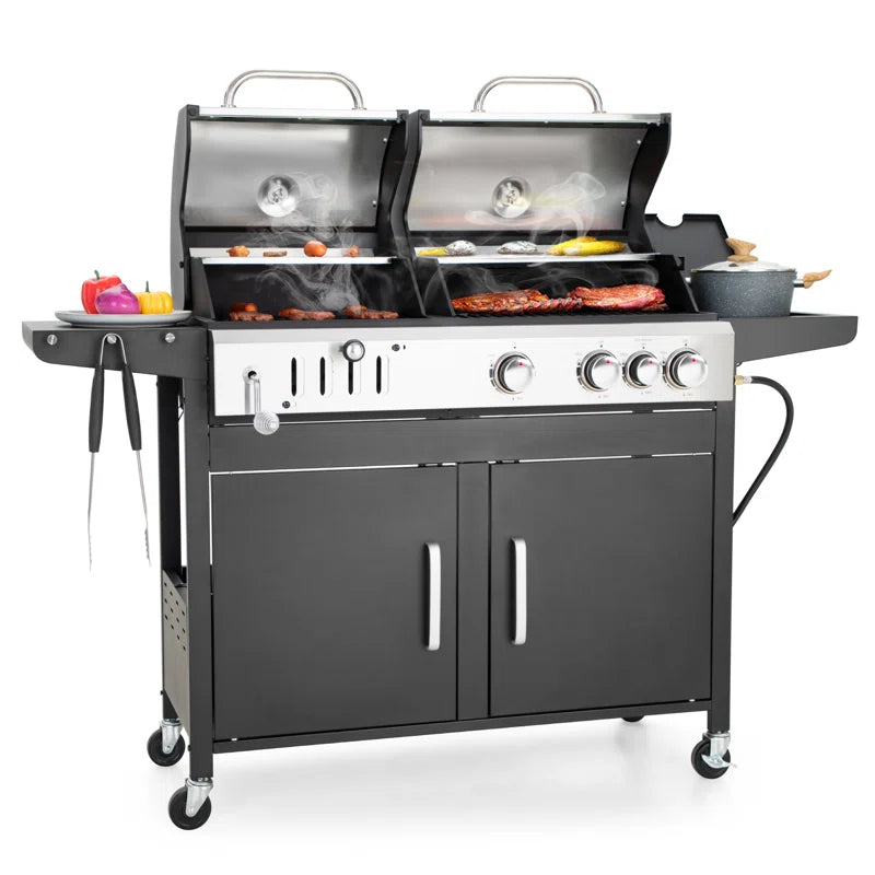 Synae  3 - Burner 2-In-1 Charcoal and Gas Grill