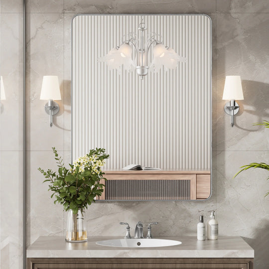 Modern Rounded Rectangle Metal Frame Wall Mirror