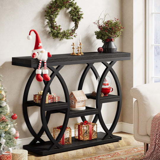 39.4" Console Table, 4-Tier Sofa Table Entryway Table for Small Spaces