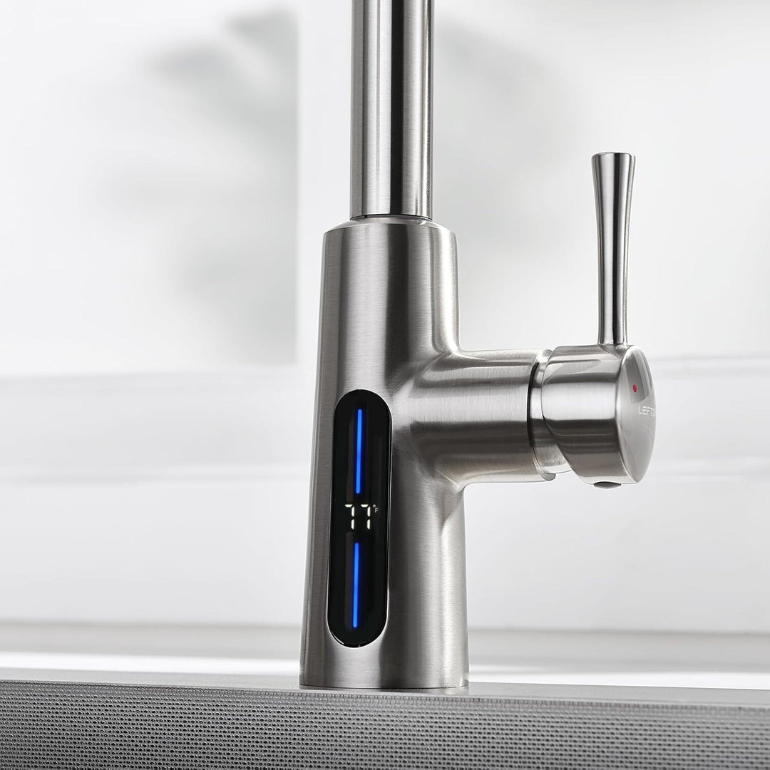 Pull-Down Kitchen Faucet with Temperature Display in Fahrenheit, 3 Water Outlet Modes, Faucet for Kitchen Sink, KF2501