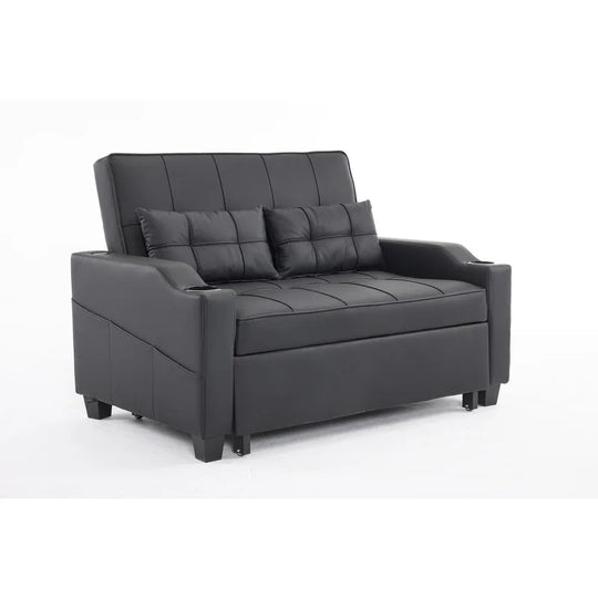 Tufted Upholstered Leather Sleeper Sofa Bed